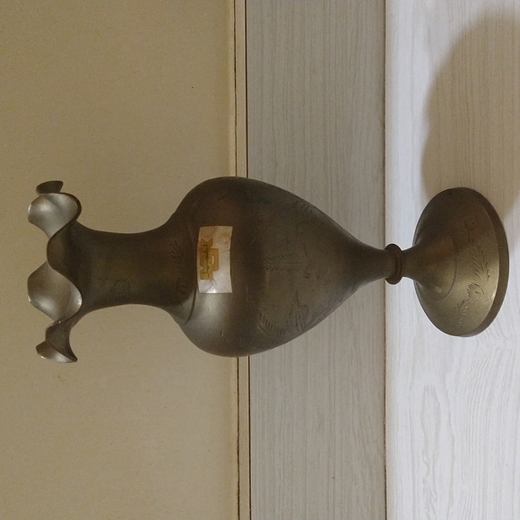 Other - Vintage Etched Brass Vase Tulip Trim Made in India
